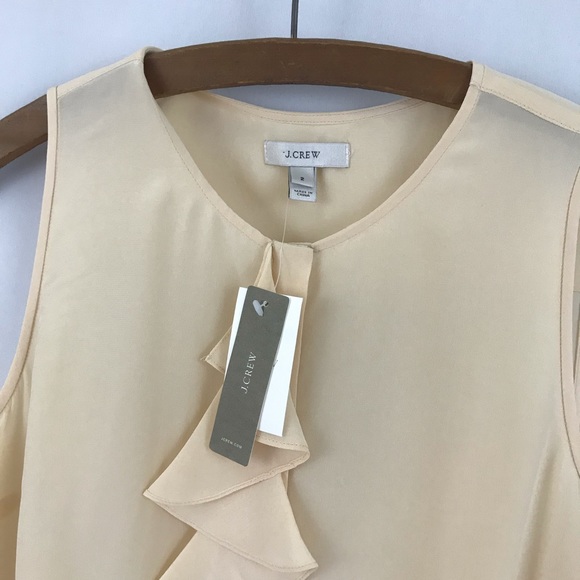 NEW J Crew Cream Silk Ruffle Blouse Tank Top - Picture 4 of 5